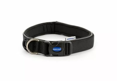 Dog collar padded black 26